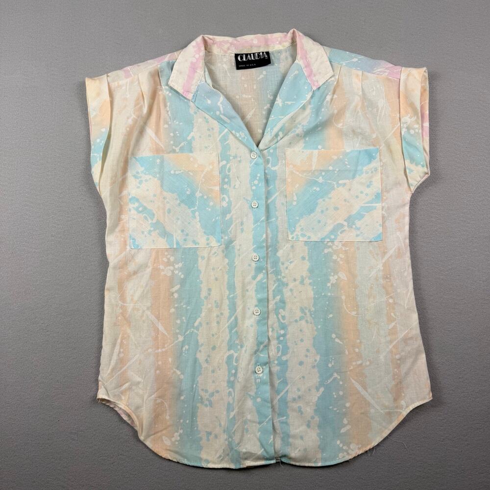Vintage Claudia Pastel Abstract Print Shirt Size 10